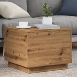 vidaXL Klubska mizica z LED lučkami artisan hrast 50x50x40 cm Cene