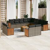 vidaXL 14-dijelni set vrtnih sofa od poliratana s jastucima sivi Cijene