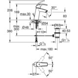 Grohe baterija EUROSMART lavabo+odliv VISOKA 23322001