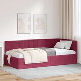 vidaXL Kotna postelja z vzglavjem vinsko rdeča 90 x 190 cm Žamet | Shoptok.si
