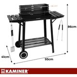 Kaminer vrtni roštilj na ugljen s ražnjem (rotisserie), poklopcem i policama 93x41x86 cm | Shoptok.si