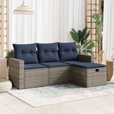  Vrtna garnitura - 4-dijelni set vrtnih sofa od poliratana s jastucima sivi - Siva sa spremištem 1 | shoptok.hr