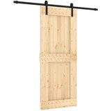  Klizna vrata Prirodna i crna 85 x 210 cm Čvrsta borovina | shoptok.hr