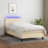 vidaXL Box spring postelja z vzmetnico LED krem 80x200 cm blago Cene