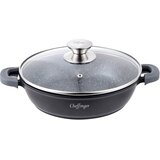 Cheffinger globoka ponev 28 cm z marmoriranim premazom s silikonskimi ro?aji in steklenim pokrovom, ?rna, (21553003) | Shoptok.si