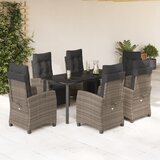 vidaXL Vrtna jedilna garnitura 7-delna z blazinami siv poli ratan, (21059508) | Shoptok.si
