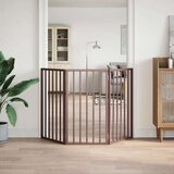 vidaXL Vrata za pse zložljiva 3 paneli rjava 150 cm topolovina | Shoptok.si