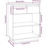  Konzolni ormarić sivi 60 x 34 x 75 cm od masivne borovine | shoptok.hr