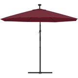  Konzolni vrtni suncobran LED s čeličnim stupom crvena boja vina | shoptok.hr