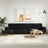 vidaXL Raztegljiv kavč L oblike črn 271x140x70 cm žamet Cene