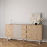 Marckeric Siva/v naravni barvi nizka komoda v hrastovem dekorju 180x80 cm Millay – | Shoptok.si