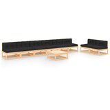 The Living Store Vrtna sedežna garnitura 9-delna z blazinami trdna borovina - Vrtna Sedežna Garnitura, (21481716) | Shoptok.si