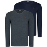 Dewberry DUAL SET T8587 V COLLAR MEN'S SWEATSHIRT-ANTHRACITIS-LACİVERT | Shoptok.si