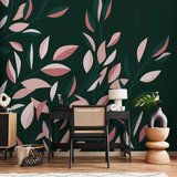  Foto tapeta - Flowering vine - minimalist climbing leaves on a green background 250x175 | shoptok.hr