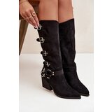 Boto Cowboy Boots with Block Heel with Buckles Black Fivelle | Shoptok.si