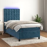 The Living Store Box spring postelja z vzmetnico LED temno modra 100x200cm žamet - Box Spring Postelja, (21491942) Cene