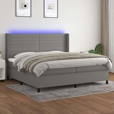  Krevet box spring s madracem LED tamnosivi 200x200 cm tkanina Cijene