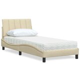  Krevet s madracem krem 90 x 200 cm od tkanine - Krema 90 x 200 cm Cijene