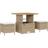 vidaXL 8-delni vrtna sofa set z blazinami Bež Poli ratan Akacija | Shoptok.si