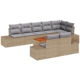 vidaXL 9-delni vrtni kavč z blazinami, bež, poli ratan, akacijev, (22093721) | Shoptok.si
