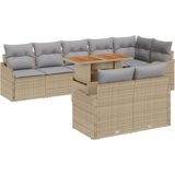  9 delni vrtni kavč set z blazinami bež poli ratan akacije. | Shoptok.si