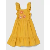 Zippy Otroška obleka z mešanico lanu rumena barva