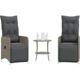 The Living Store vrtni naslanjač 2 kosa z mizico siv poli ratan - vrtni naslanjač, (21428629) | Shoptok.si