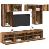 TV zidne jedinice Zidne 6 pcs Crni hrast Konstruirano drvo | Eponuda.ba