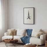  Plakat - Black Illustration of the Eiffel Tower on a Light Background 21x30 Crni okvir s margom | shoptok.hr