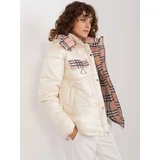 Fashion Hunters Light beige women's winter jacket with hood