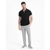 Ombre Men's pique knit polo shirt without buttons - black | Eponuda.ba