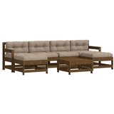 The Living Store Vrtna garnitura 7-delna z blazinami medeno rjava trden les - Vrtna Sedežna Garnitura, (21461642) | Shoptok.si