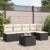 Maison Chic Seti vrtnega pohištva - Vrtna garnitura - Vrtni pohištvo set 6-delna z blazinami črna poli ratan, (21806766) | Shoptok.si