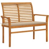 vidaXL vrtna klop z bež blazino 112 cm trdna tikovina | Shoptok.si