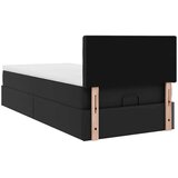 vidaXL Otomanski posteljni okvir z vzmetnico črn 90x190 cm um. usnje | Shoptok.si