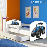 ACMA Dječji krevet s motivom, bočna bijela + ladica 140x70 cm - 42 Traktor Cijene