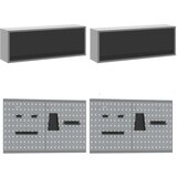  Set s radnim ormarićem i pločom s kukama 10 komada crna MDF i metal | shoptok.hr