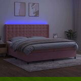 Box spring postelja z vzmetnico LED roza 200x200 cm žamet | Shoptok.si