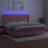  Box spring s madracem LED ružičasti 200x200cm baršunasti | shoptok.hr