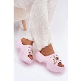 Boto Women's Foam Slippers On Massive Platform With Golden Decorations Pink Ivoriel | Shoptok.si