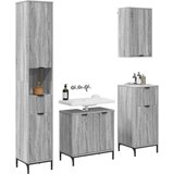 vidaXL Komplet pohištva za kopalnico s predalom z vrati Siva Sonoma | Shoptok.si