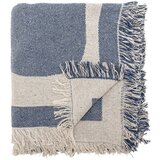 Bloomingville Modro-bež odeja iz recikliranega bombaža 130x160 cm Ethan – | Shoptok.si