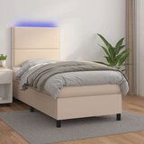  Box spring postelja z vzmetnico LED kapučino 80x200cm um. usnje, (20896048) Cene