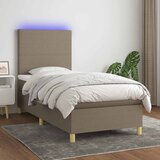  box spring s madracem LED smeđesivi 100x200 cm tkanina | shoptok.hr