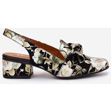 Maciejka Leather Pumps With Flowers And Bow Black | Shoptok.si