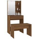  Set toaletnog stolića LED boja hrasta od konstruiranog drva Smeđa 60 x 40 x 140 cm | Shoptok.si