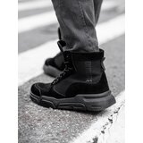 Ombre Men's ankle sneaker boots with sculpted sole - black Cene