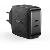 Ugreen - Zidni punjač (70867) - 2x USB-C, PD, GaN 66W, 3.3A - crni