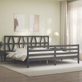  Okvir za krevet s uzglavljem sivi 200 x 200 cm od masivnog drva | shoptok.hr
