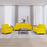 vidaXL Sedežna garnitura 3-delna z blazinami svetlo rumeno blago | Shoptok.si